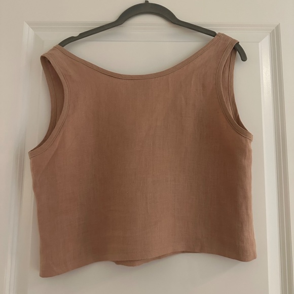 Linen Handmade Studio LINEN CROP TOP Stella in Cream Tan XS - Picture 3 of 3